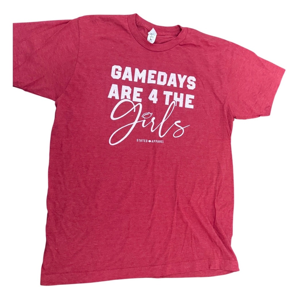 Stated Apparel Red Graphic T Shirt Game‎ Days Are 4 The Girls Football Medium